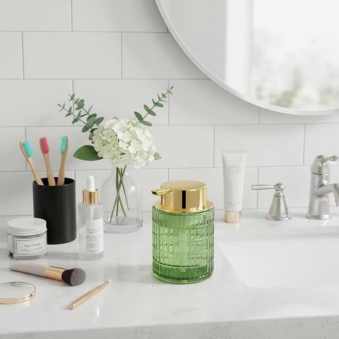 Green Foaming Soap Dispenser, Glass Foam Hand Soap Dispenser - Image 6