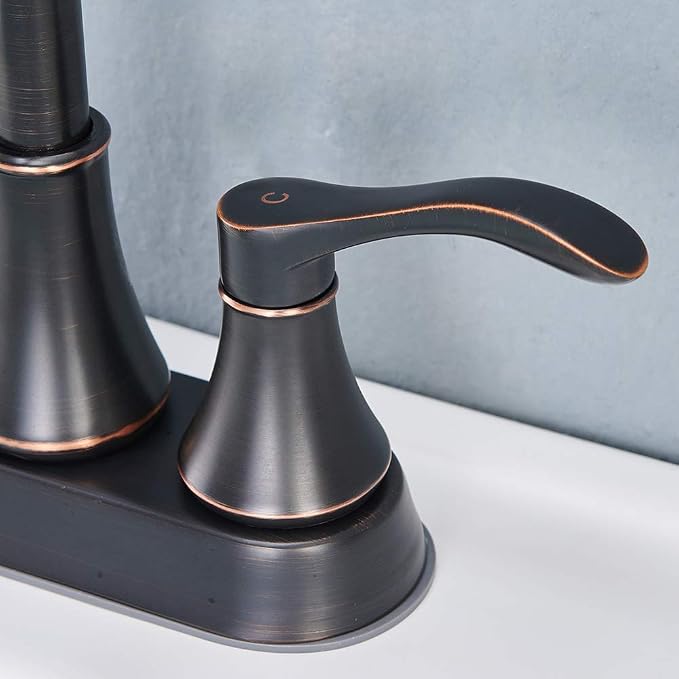 Lead-Free Antique 2 Handle Oil Rubbed Bronze Bathroom Sink Faucet, 360° Swivel - Image 3