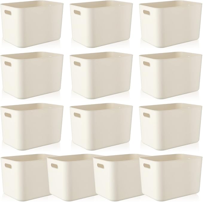 Zopeal Plastic Storage Bins 10 Pcs White Pantry Organizer Bins Small Baskets by Zopeal