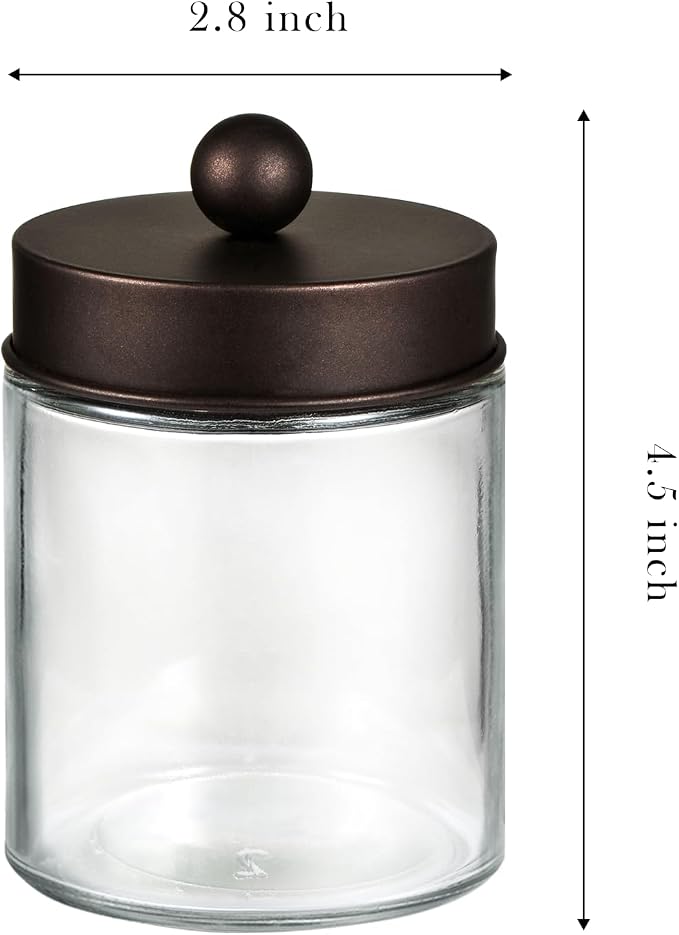 SheeChung Qtip Dispenser Holder 2pcs, Glass Apothecary Jars - Image 6