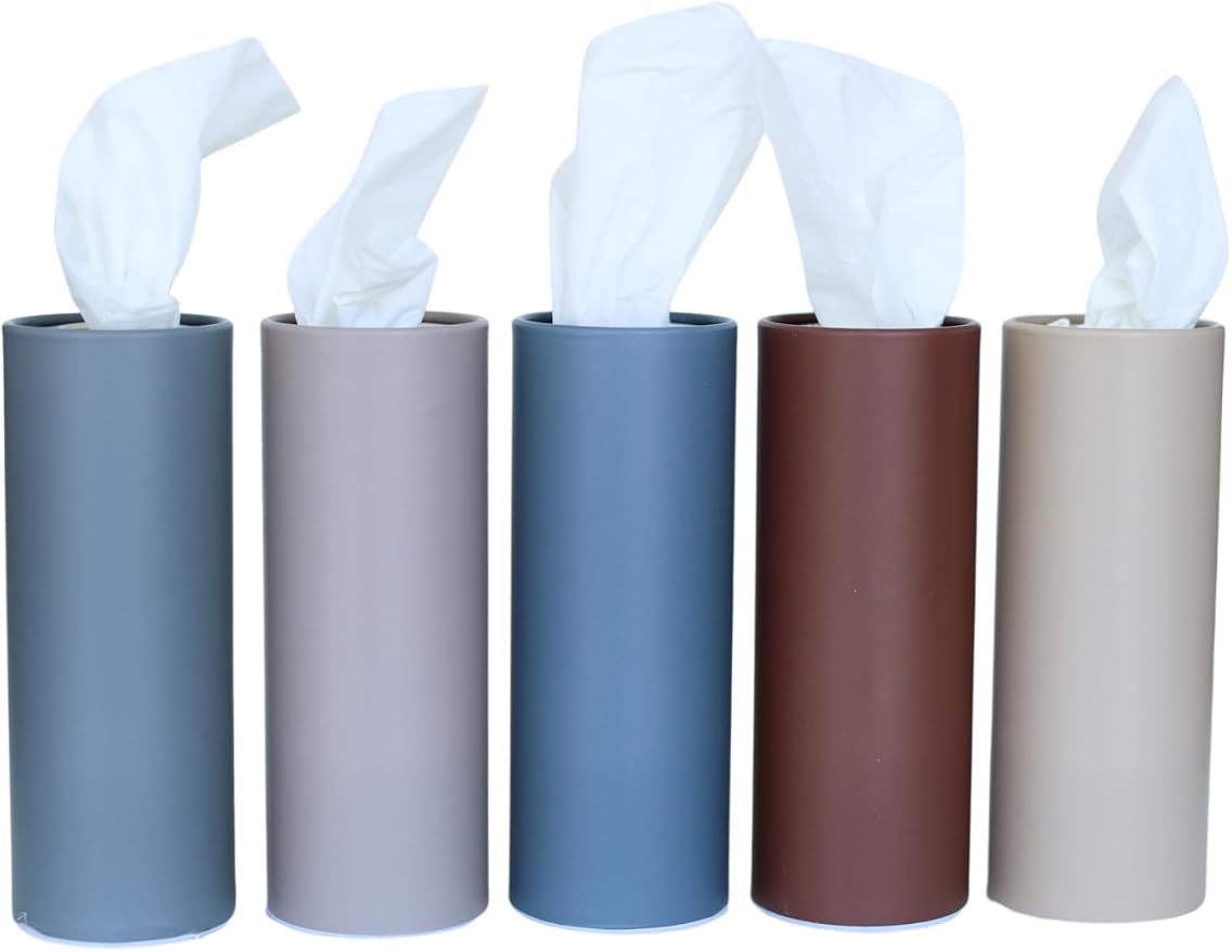 Cylinder Car Facial Tissue Holder, 5 Pack, 50 Tissues Per Cylinder, by Unknown