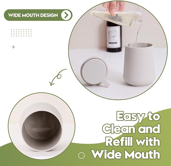 Matte Beige Liquid Hand Soap Dispenser Plastic 11 oz - Image 6