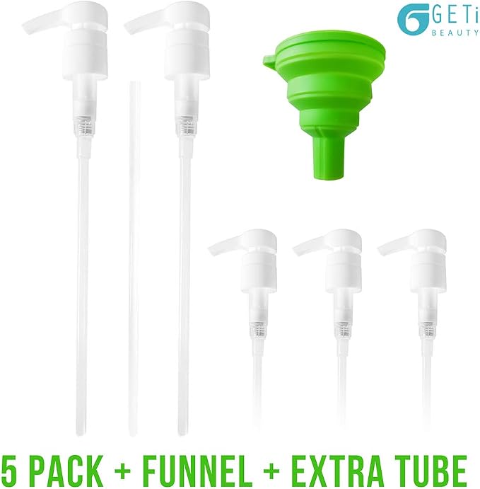 5-Pack Liter 33.8 oz Shampoo Conditioner Pump Dispenser and Funnel | Fits Most - Image 3