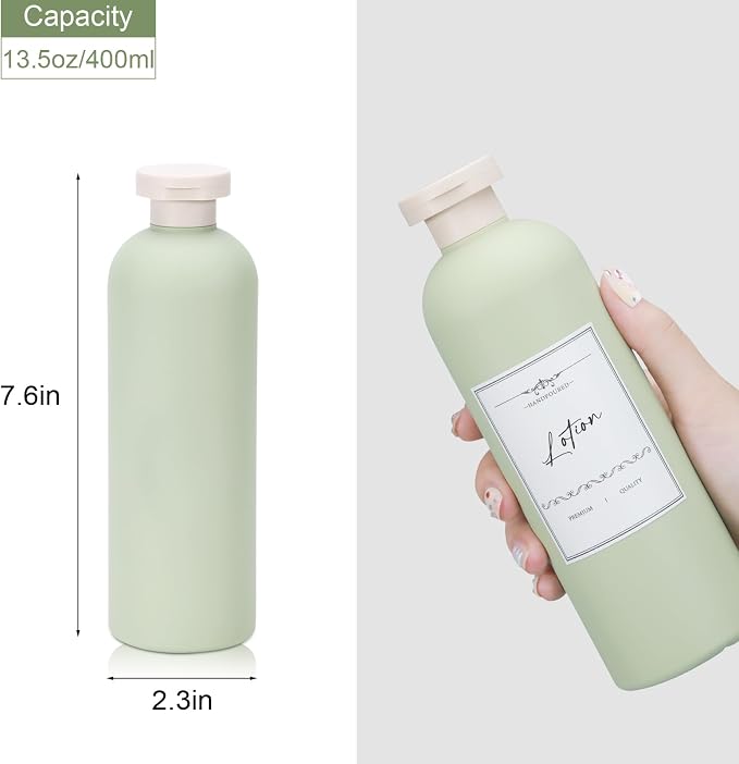 Travel Shampoo Bottle, Empty Plastic Squeeze Bottles 13.5oz - Image 2