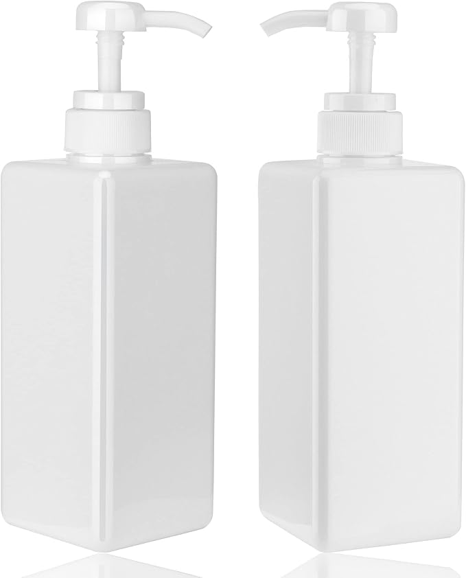 Pump Bottle Dispenser 22oz/650ml Jansburg 2Pack Refillable Square Plastic by Jansburg