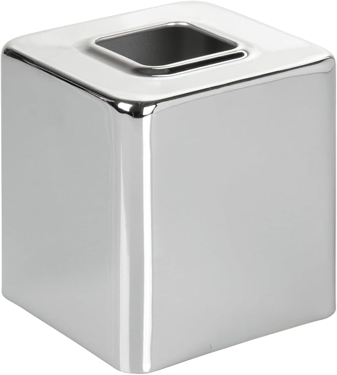 mDesign Metal Square Tissue Box Cover, Modern Facial Paper Holder - Image 5
