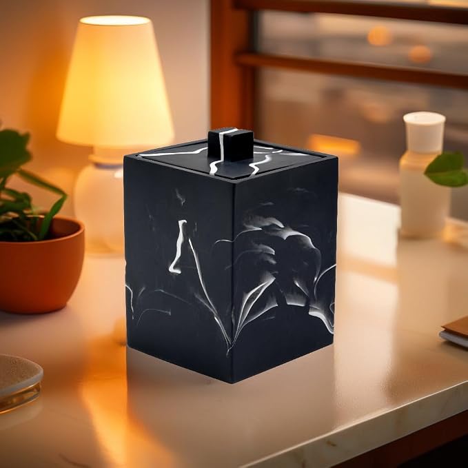 Cotton Swab Canister with Lid, Resin Bathroom Containers Canister Cotton Ball - Image 8