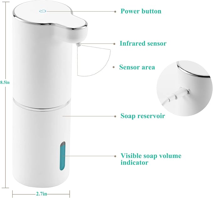 LAOPAO Soap Dispenser, Automatic Foaming Hand Soap Dispenser Touchless - Image 7