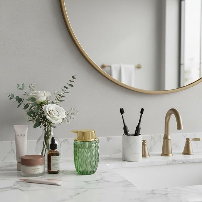 Green Foaming Soap Dispenser, Glass Foam Hand Soap Dispenser - Image 2