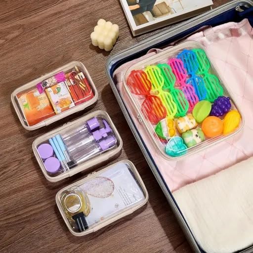 4 pcs Clear Zipper Pouches, Hard Shell Zipper Case, Toiletry Bag - Image 5