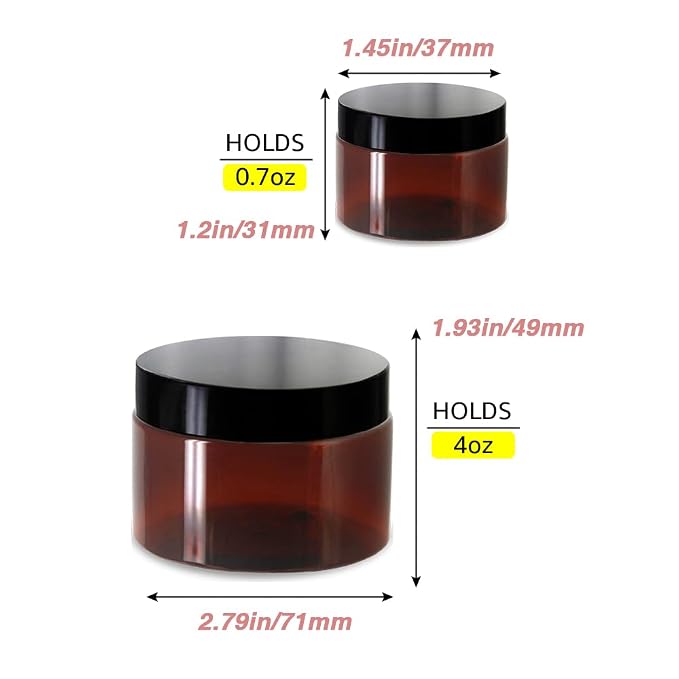 4oz Plastic Jars with Lids 4 oz Amber Plastic Containers with Lids + 20g Sample - Image 2
