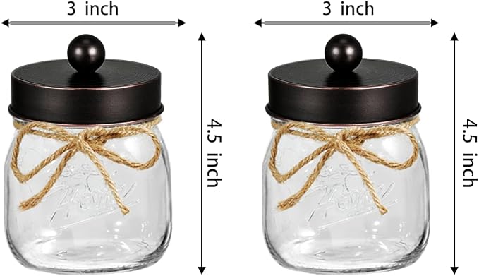SheeChung Small Mason Jar, Glass Qtip Holder, Apothecary Jars - Image 7