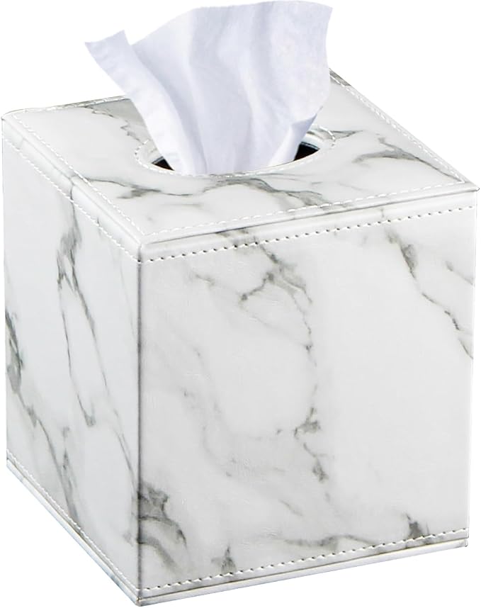 Leather Tissue Box Cover Square, Decorative Cube Tissue Box Holder by YAPISHI