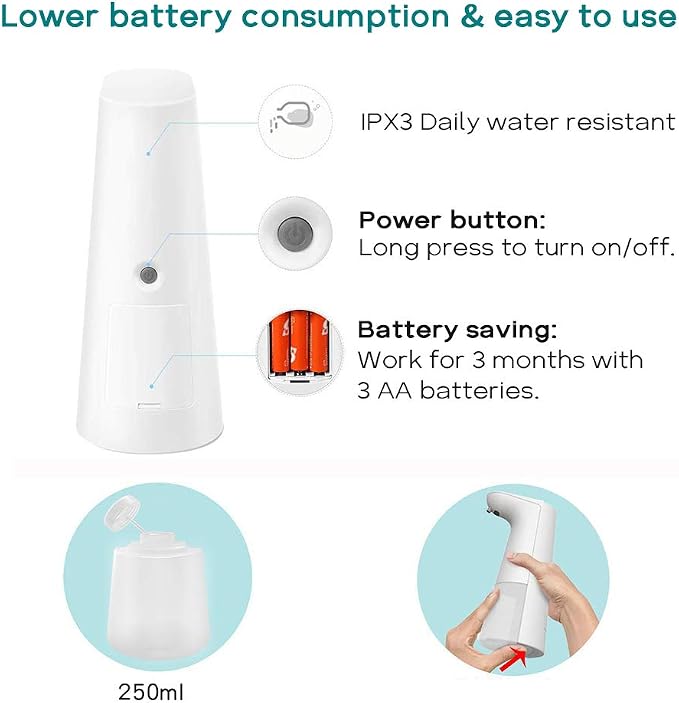 LAOPAO Automatic Hands Free Foaming Soap Dispenser, 240ml Countertop Touchless - Image 2