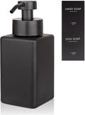 Foaming Soap Dispenser with Stainless Steel Pump, 12oz Refillable Glass Liquid by UUJOLY