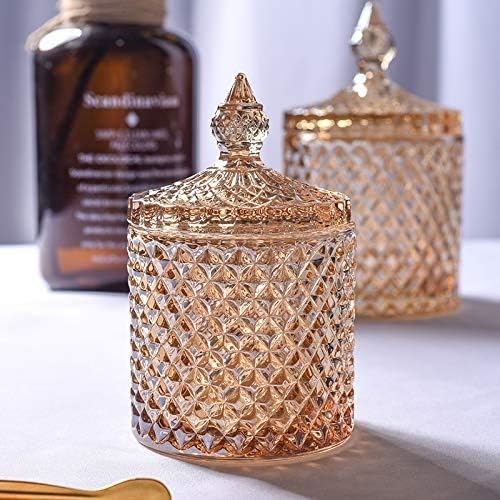 Colorful Home Decorative Jar Qtips Holder Dispenser Glass Storage Container - Image 3