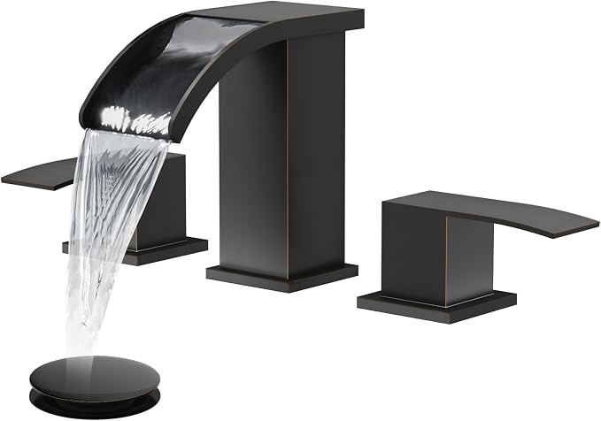 gotonovo Waterfall 8 inch Widespread Bathroom Faucet Set Bathroom Sink Faucet 3 by HOME