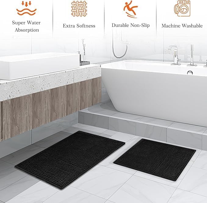 Black Bathroom Accessories Set, Shower Curtain Set - Image 4