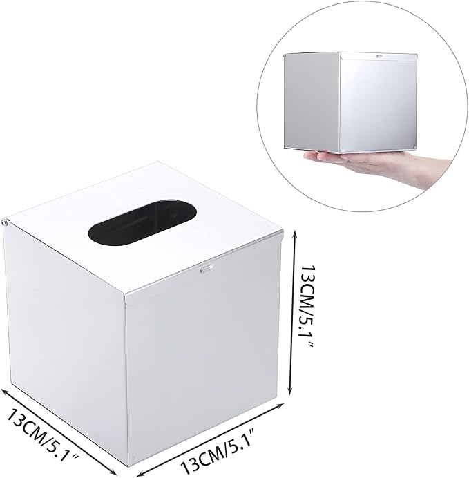 Sumnacon Square Stainless Steel Tissue Box Cover - Image 4