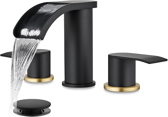 gotonovo Waterfall 8 inch Widespread Bathroom Faucet Set Bathroom Sink Faucet 3 by HOME