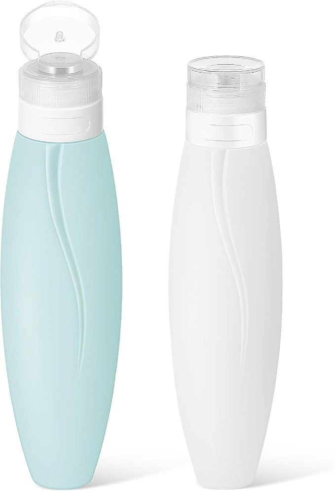 Baluue 2-Pack Silicone Refillable Lotion Containers Travel Size Squeeze Bottles by Baluue