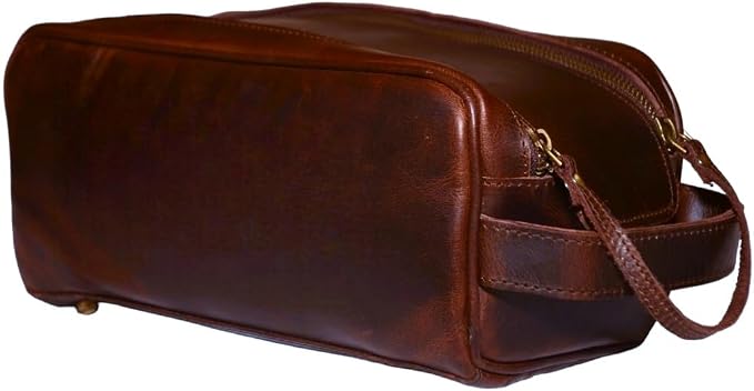 Leather Toiletry Bag Travel Pouch Unisex Kit - Image 2