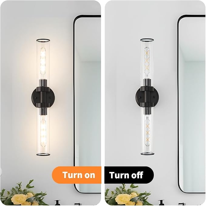 Matte Black Wall Sconces Set of 2, Modern Bathroom Vanity Lights - Image 6