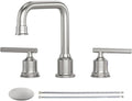 WOWOW 2 Handles 8 inch Widespread High Arc Bathroom Faucet Brushed Nickel by WOWOW