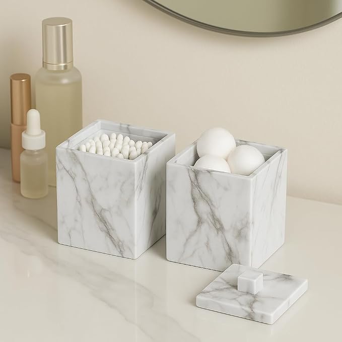 Jung Ford 2-Pack Marble Pattern Cotton Swab Holders - Image 5