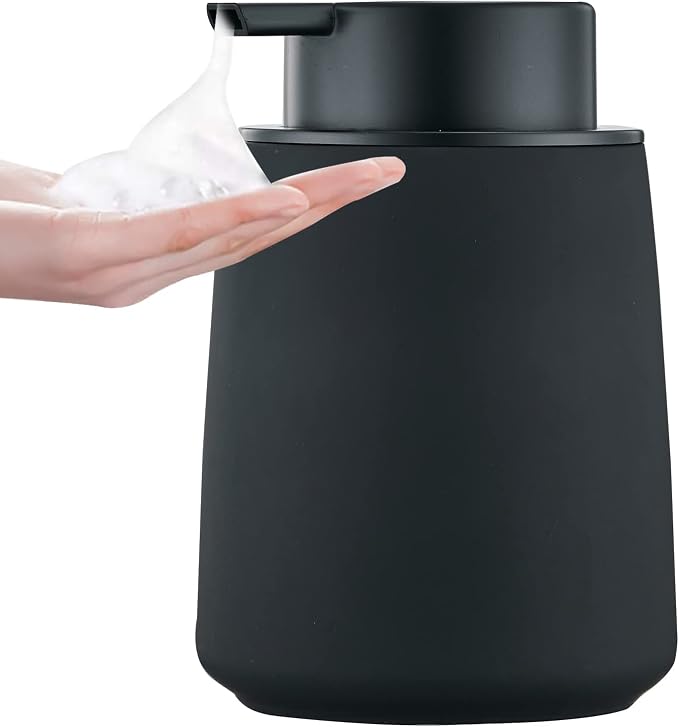 Black Foam Hand Soap Dispenser - 12Oz Ceramic Foaming Soap Dispenser by Eyrozia