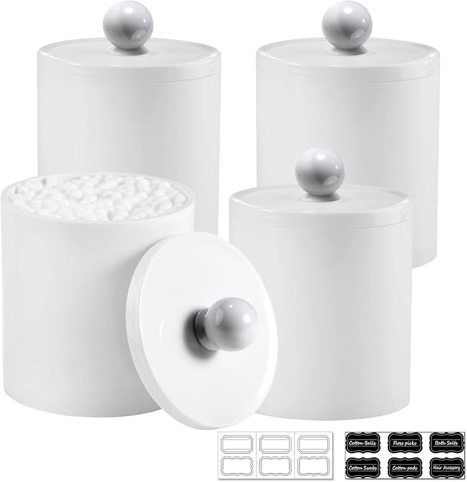 SheeChung 4 Pack Qtip Holder, Shatterproof Qtip Holder Dispenser Set, Opaque by SheeChung