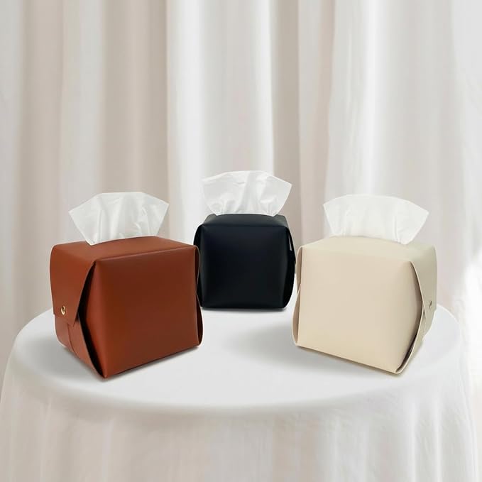 Tissue Box Cover Square, Leather Tissue Holder Organizer - Image 7