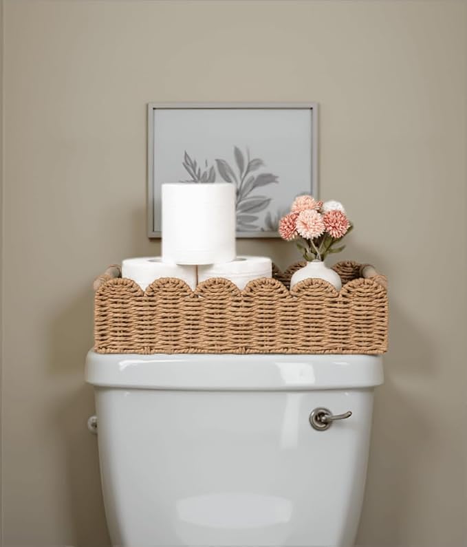 CubesLand Toilet Paper Storage Basket, Scalloped Edge Shelves Basket - Image 8