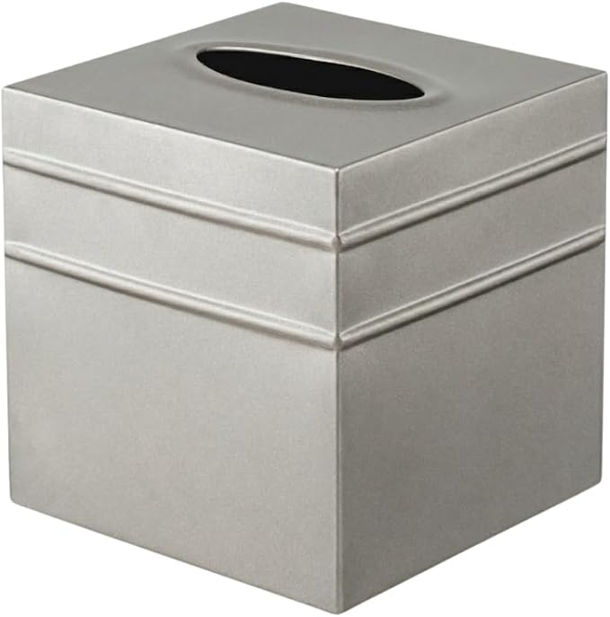 Monarch Abode Tissue Box Cover Square – Handcrafted Border Embossed Pewter by MonarchAbode