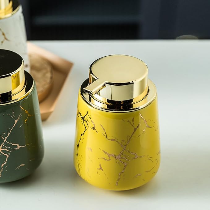 Marble Foam Soap Dispenser for Bathroom, Chic Ceramic Bottle - Image 2