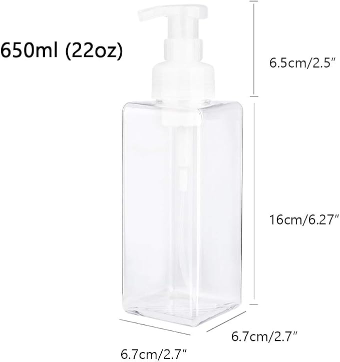 UUJOLY Foaming Soap Dispenser 650ml Refillable Plastic Pump Bottle - Image 4