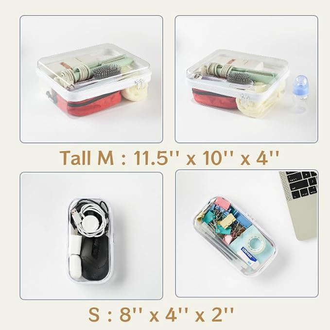 6 pcs Zipper Pouches, Hard Shell Toiletry Bag, Stackable Travel Organizer - Image 5