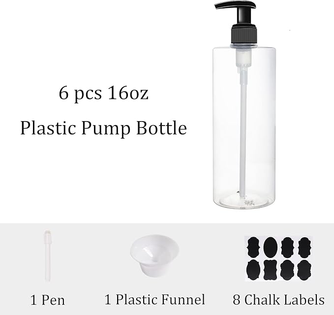 6 Pack 16 oz Plastic Pump Dispenser Bottles - Image 5