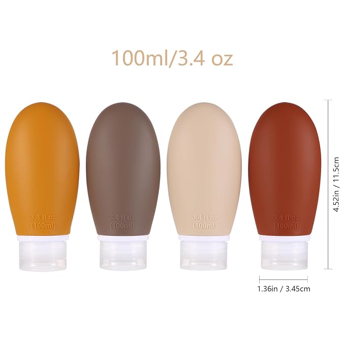 Leak Proof Silicone Travel Bottles, 4 Pack 3.4oz Liquid Squeezable Refillable - Image 7