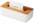 Tissue Box with Bamboo Cover, Plastic Tissue Organizer, Bathroom Tissue by YWHWXB