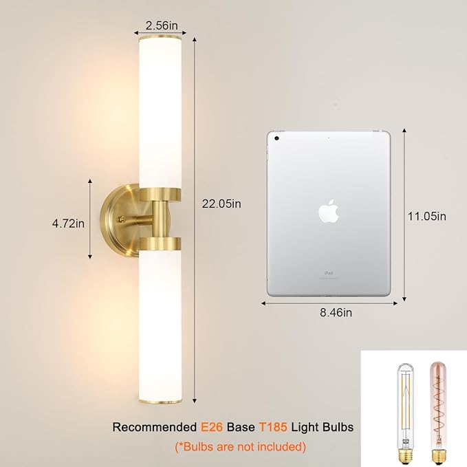 Antique Gold Wall Sconces Set of 2, Modern Bathroom Vanity Lights - Image 7