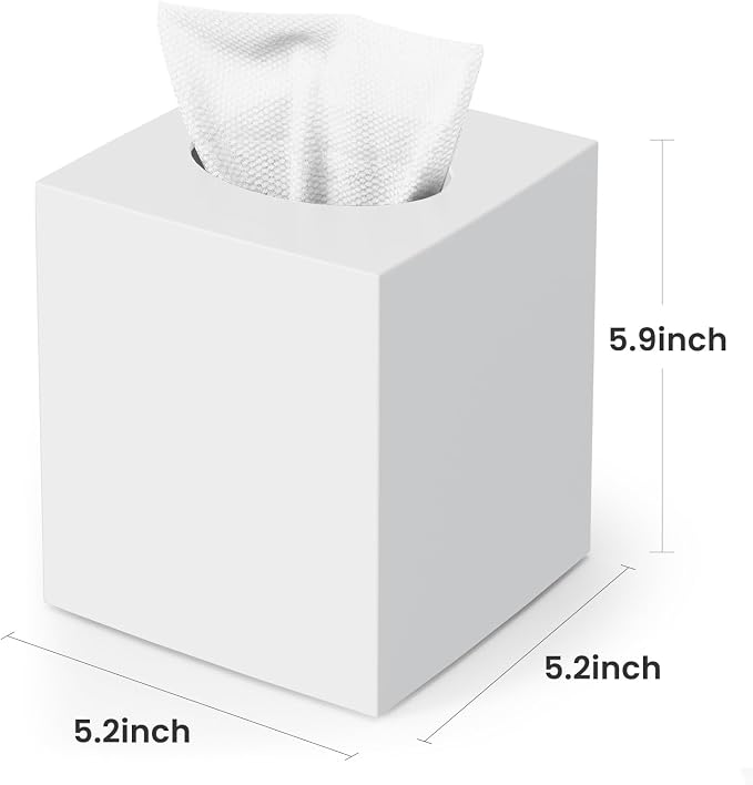 Tissue Box Cover, Square Modern Facial Acrylic Tissue Holder Napkin Dispenser - Image 3