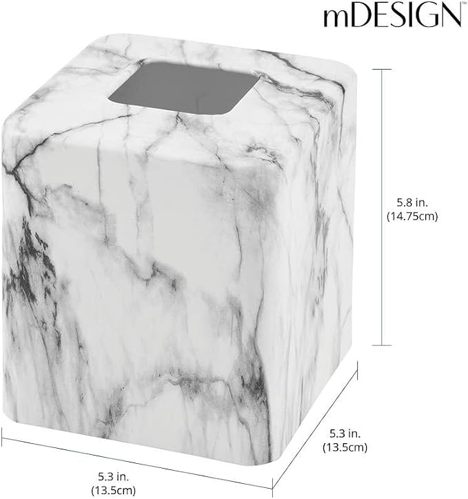 mDesign Metal Square Tissue Box Cover, Modern Facial Paper Holder - Image 4
