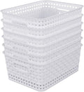 Sandmovie White Plastic Rattan Storage Baskets, 6 Packs by Sandmovie
