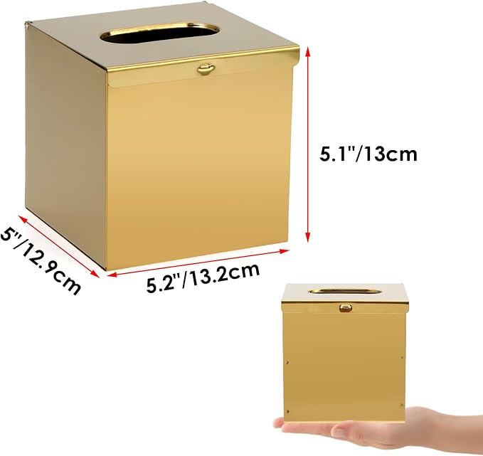 Sumnacon Tissue Box Cover Square Stainless Steel Tissue Box, Wall Mount Tissue - Image 3