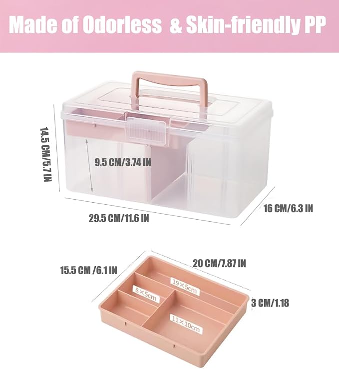 Clear Plastic Office Supply Art & Craft Storage Box, Sewing Box Organiser Large - Image 7