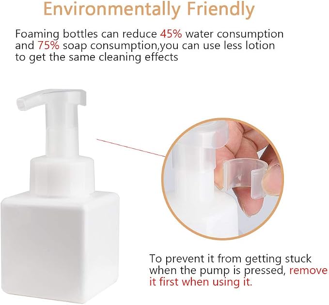UUJOLY Foaming Soap Dispenser, 250ml Refillable Pump Bottle - Image 2