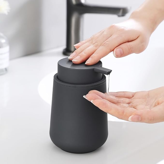Matte Gray Liquid Hand Soap Dispenser Plastic 11 oz - Image 2