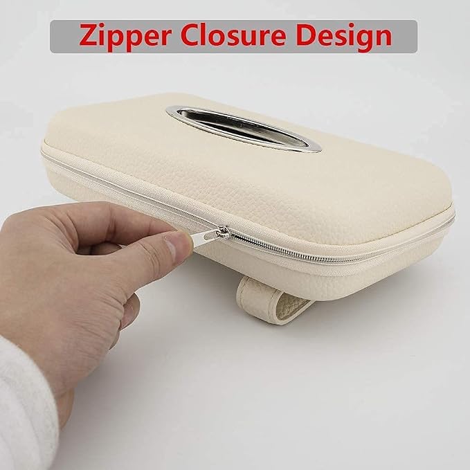 Car Tissue Holder, Sun Visor Tissue Holder, Zipper Car Visor Napkin Holder - Image 4