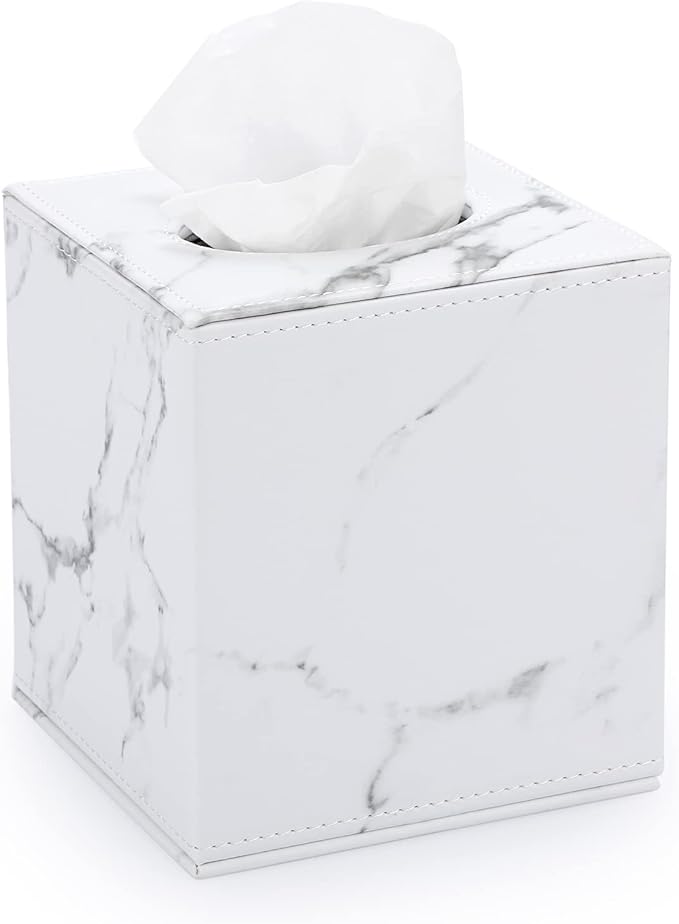 Sumnacon Square Leather Tissue Box Cover by Sumnacon